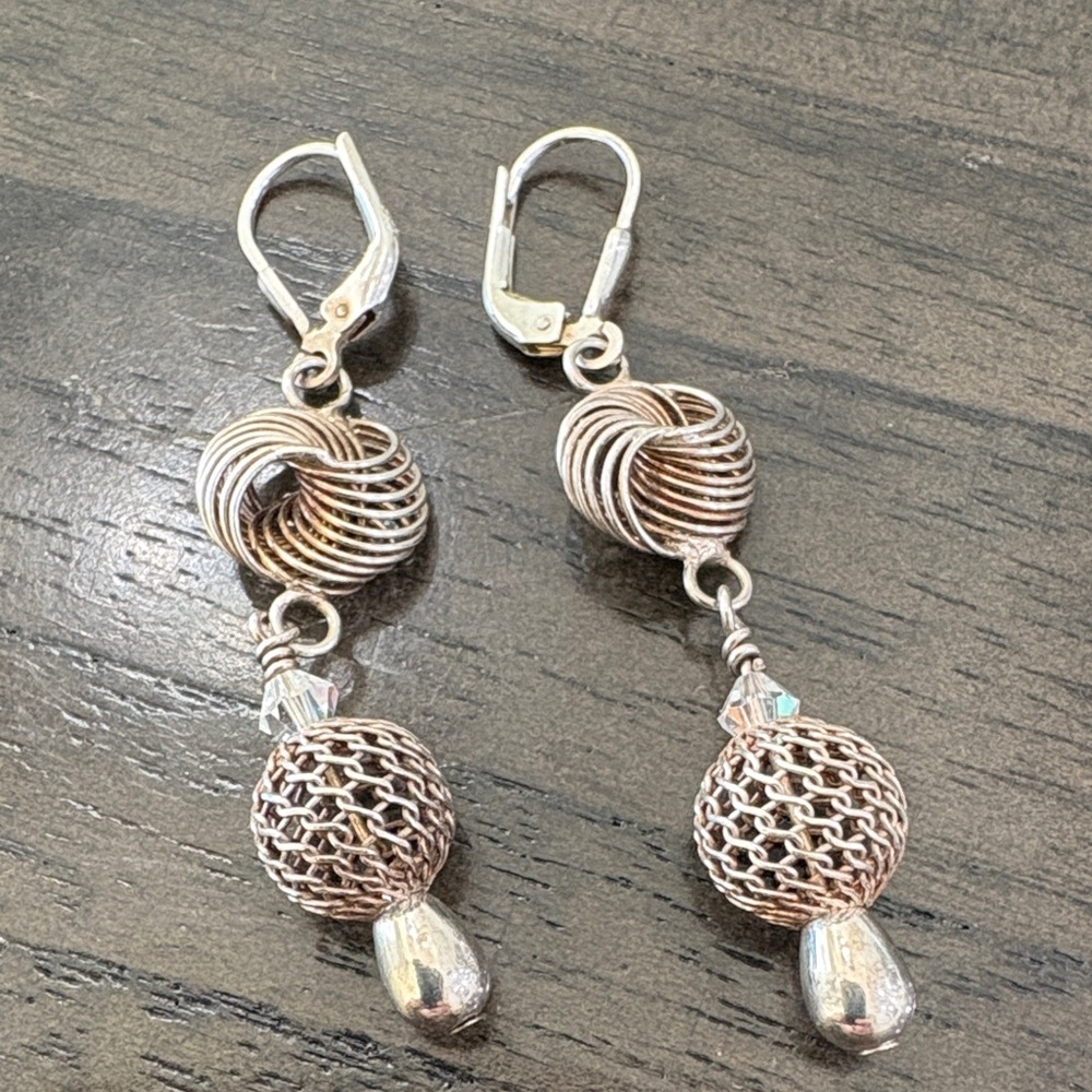 Sterling Silver Mesh Drop Earrings